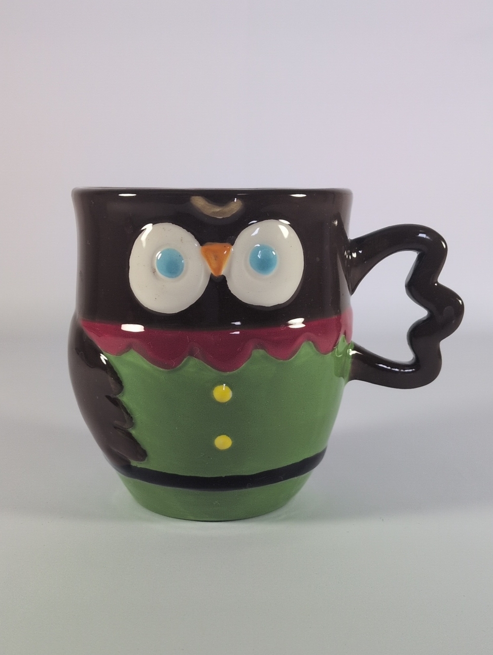 Brown and Green Owl Ceramic Mug